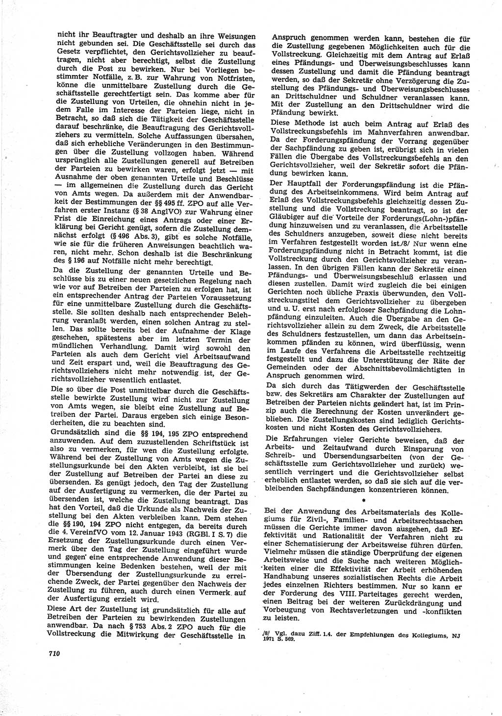Neue Justiz (NJ), Zeitschrift für Recht und Rechtswissenschaft [Deutsche Demokratische Republik (DDR)], 25. Jahrgang 1971, Seite 710 (NJ DDR 1971, S. 710)