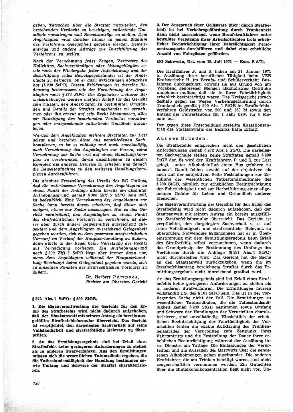 Neue Justiz (NJ), Zeitschrift für Recht und Rechtswissenschaft [Deutsche Demokratische Republik (DDR)], 25. Jahrgang 1971, Seite 720 (NJ DDR 1971, S. 720)