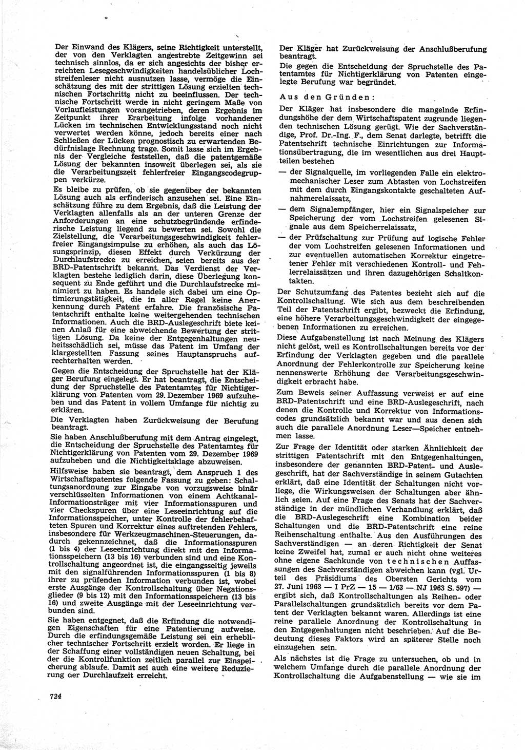Neue Justiz (NJ), Zeitschrift für Recht und Rechtswissenschaft [Deutsche Demokratische Republik (DDR)], 25. Jahrgang 1971, Seite 724 (NJ DDR 1971, S. 724)