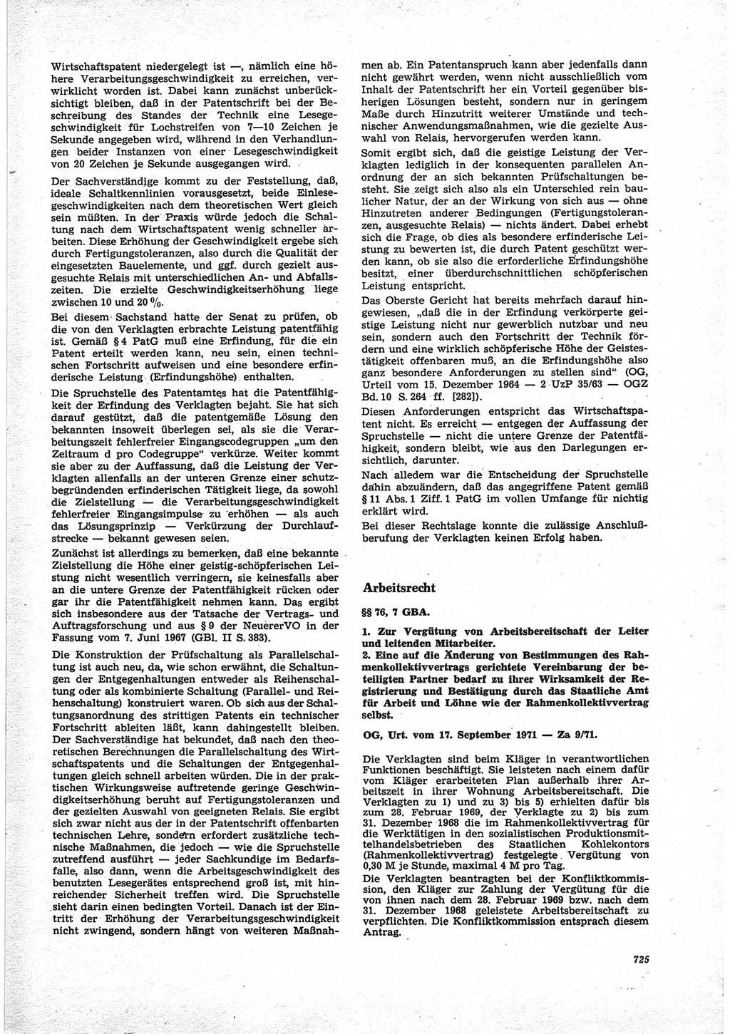 Neue Justiz (NJ), Zeitschrift für Recht und Rechtswissenschaft [Deutsche Demokratische Republik (DDR)], 25. Jahrgang 1971, Seite 725 (NJ DDR 1971, S. 725)