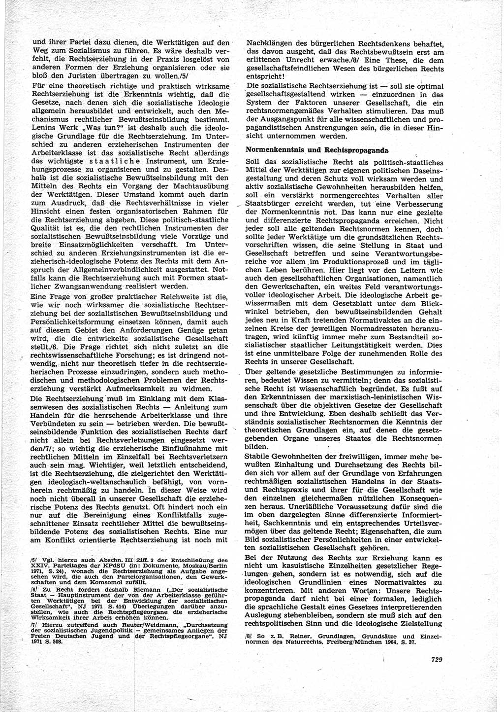 Neue Justiz (NJ), Zeitschrift für Recht und Rechtswissenschaft [Deutsche Demokratische Republik (DDR)], 25. Jahrgang 1971, Seite 729 (NJ DDR 1971, S. 729)