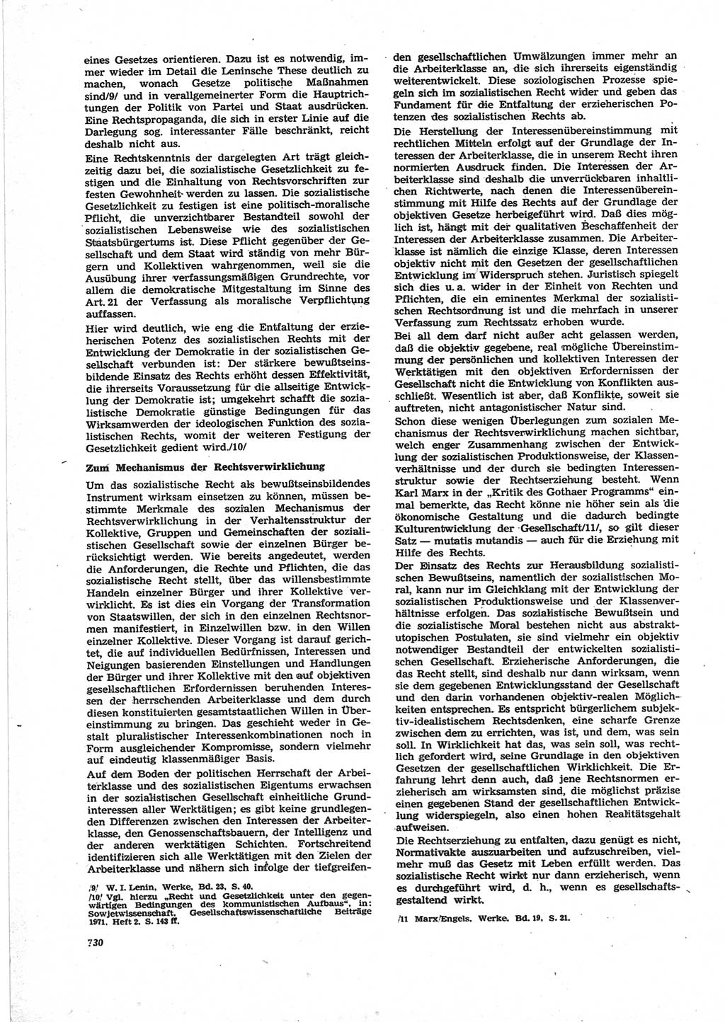 Neue Justiz (NJ), Zeitschrift für Recht und Rechtswissenschaft [Deutsche Demokratische Republik (DDR)], 25. Jahrgang 1971, Seite 730 (NJ DDR 1971, S. 730)