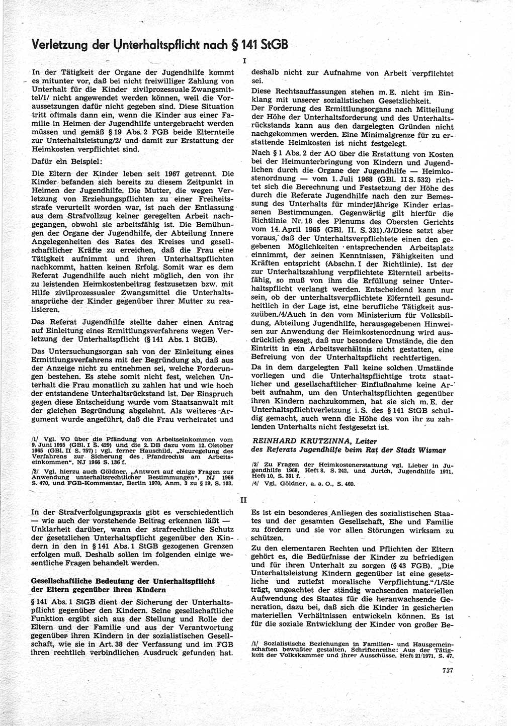 Neue Justiz (NJ), Zeitschrift für Recht und Rechtswissenschaft [Deutsche Demokratische Republik (DDR)], 25. Jahrgang 1971, Seite 737 (NJ DDR 1971, S. 737)