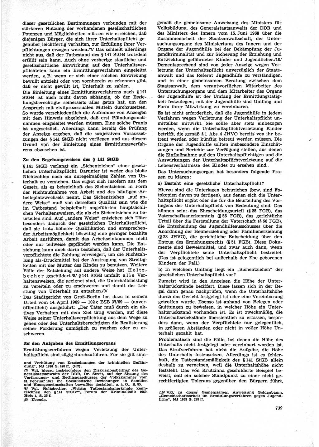 Neue Justiz (NJ), Zeitschrift für Recht und Rechtswissenschaft [Deutsche Demokratische Republik (DDR)], 25. Jahrgang 1971, Seite 739 (NJ DDR 1971, S. 739)