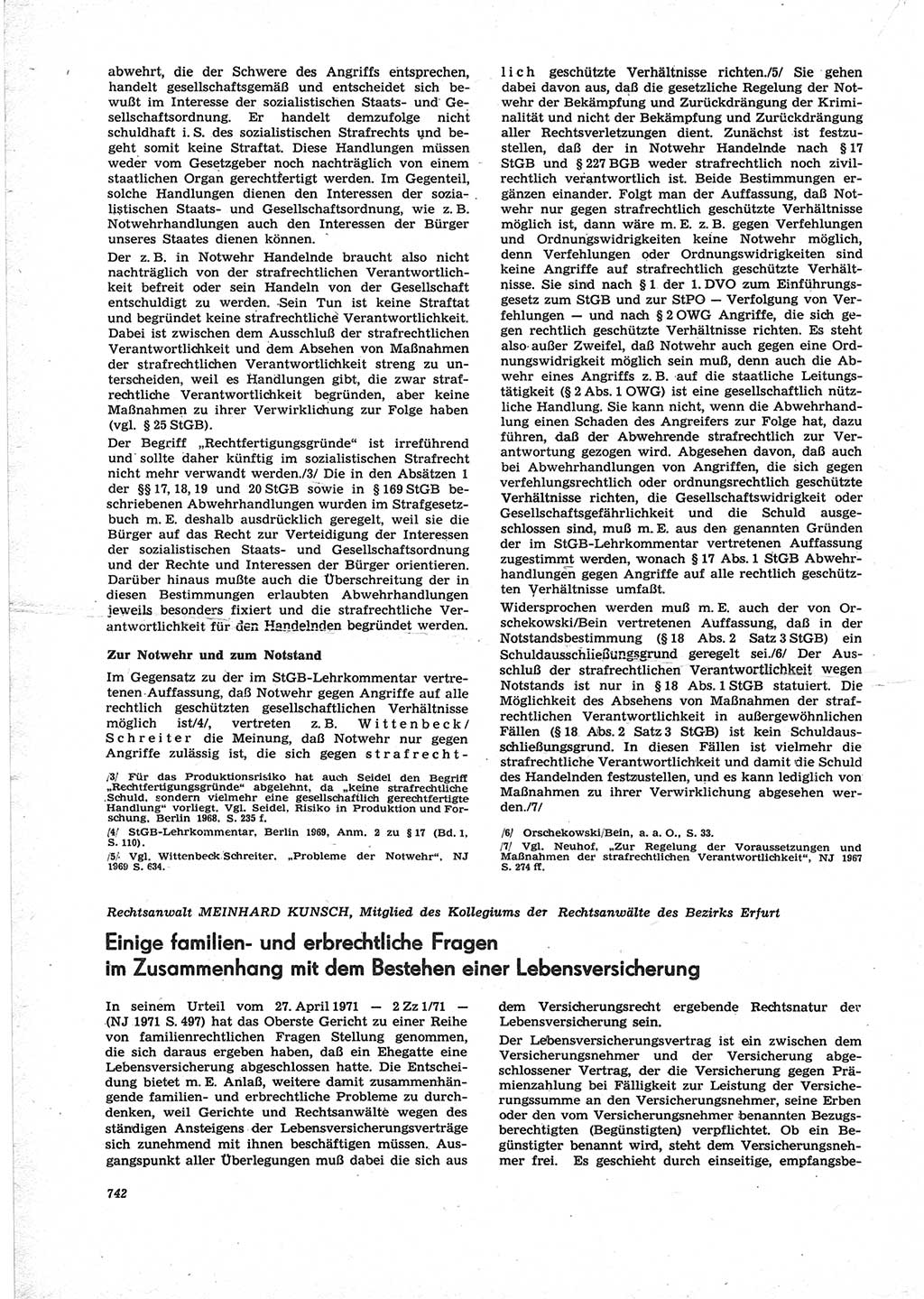 Neue Justiz (NJ), Zeitschrift für Recht und Rechtswissenschaft [Deutsche Demokratische Republik (DDR)], 25. Jahrgang 1971, Seite 742 (NJ DDR 1971, S. 742)