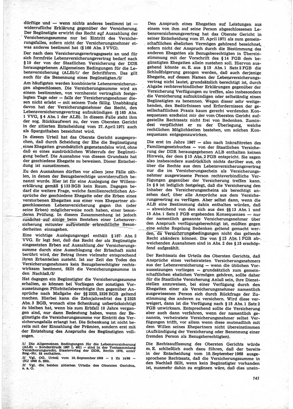 Neue Justiz (NJ), Zeitschrift für Recht und Rechtswissenschaft [Deutsche Demokratische Republik (DDR)], 25. Jahrgang 1971, Seite 743 (NJ DDR 1971, S. 743)