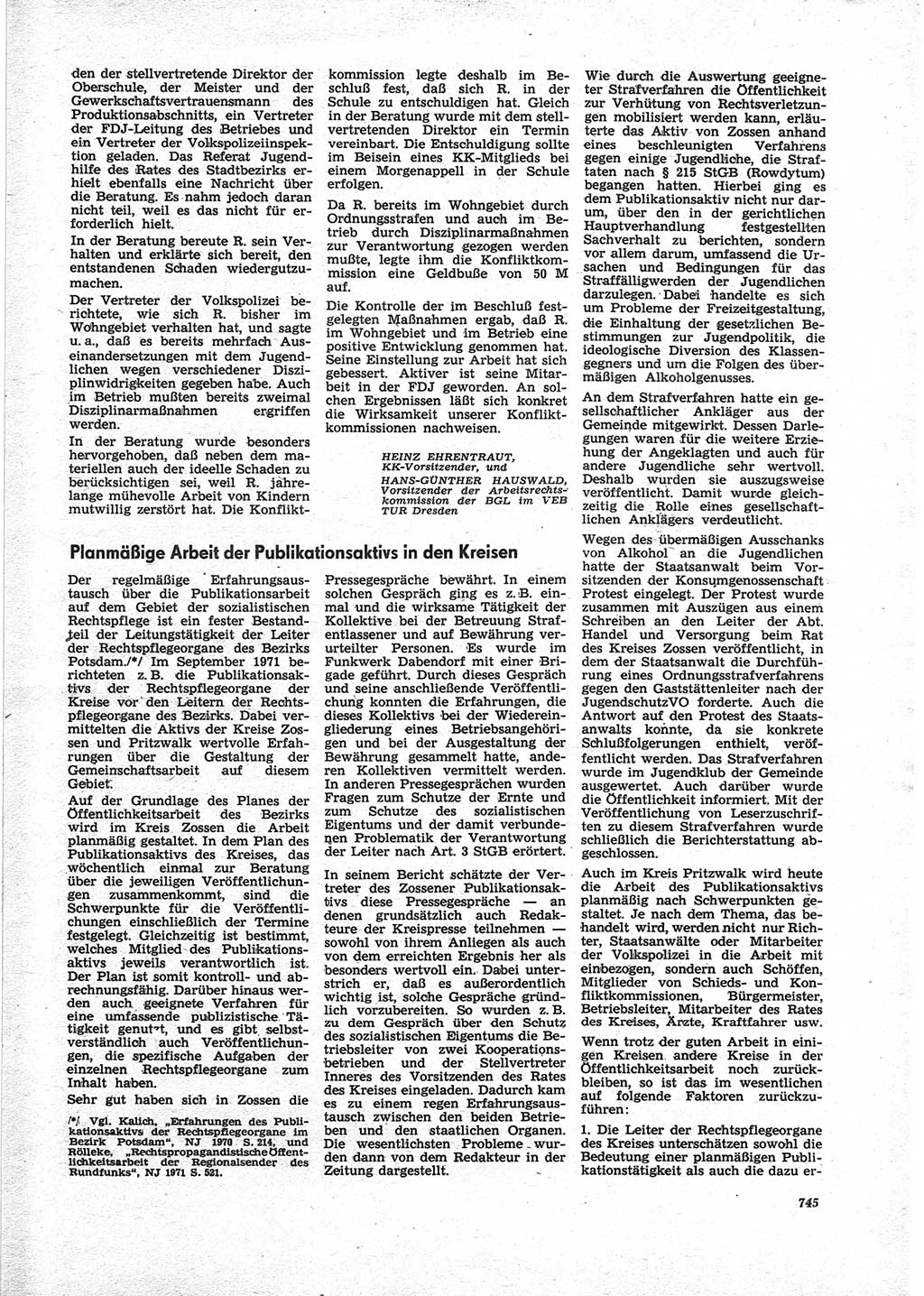 Neue Justiz (NJ), Zeitschrift für Recht und Rechtswissenschaft [Deutsche Demokratische Republik (DDR)], 25. Jahrgang 1971, Seite 745 (NJ DDR 1971, S. 745)