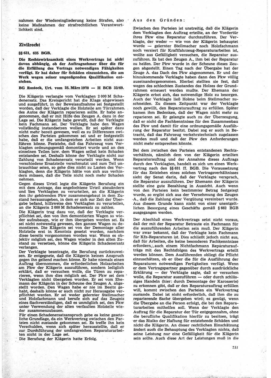 Neue Justiz (NJ), Zeitschrift für Recht und Rechtswissenschaft [Deutsche Demokratische Republik (DDR)], 25. Jahrgang 1971, Seite 751 (NJ DDR 1971, S. 751)