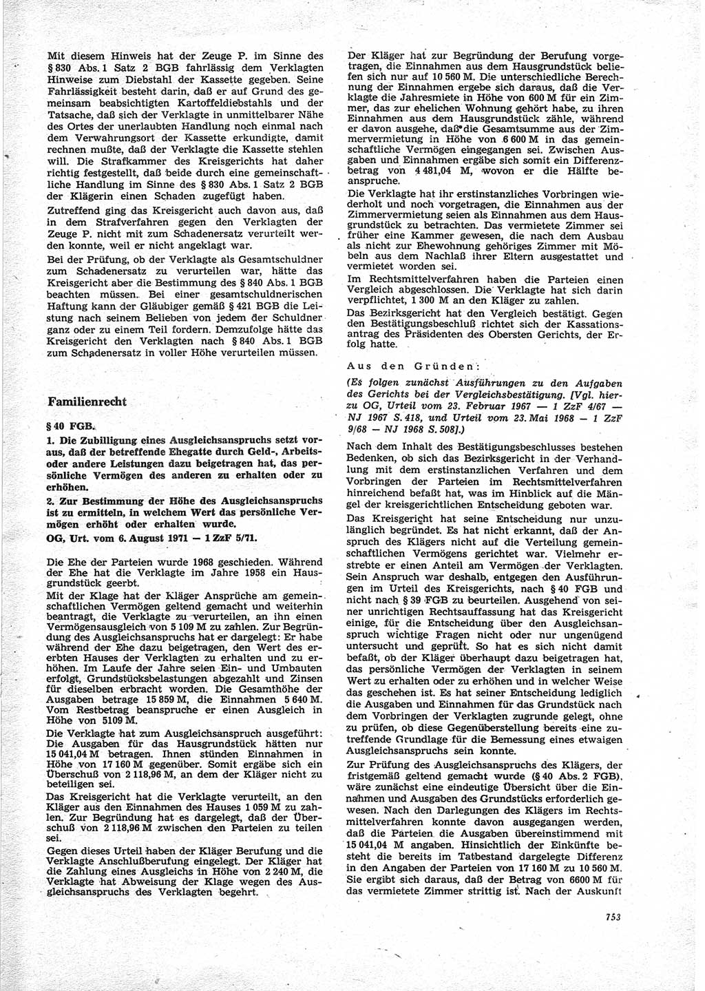 Neue Justiz (NJ), Zeitschrift für Recht und Rechtswissenschaft [Deutsche Demokratische Republik (DDR)], 25. Jahrgang 1971, Seite 753 (NJ DDR 1971, S. 753)