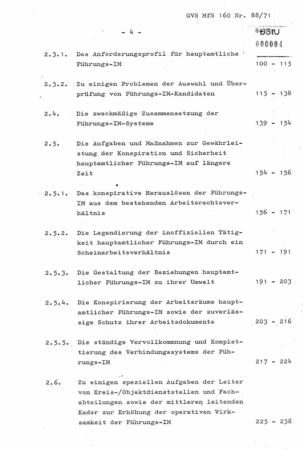 Dissertation Oberstleutnant Josef Schwarz (BV Schwerin), Major Fritz Amm (JHS), Hauptmann Peter Gräßler (JHS), Ministerium für Staatssicherheit (MfS) [Deutsche Demokratische Republik (DDR)], Juristische Hochschule (JHS), Geheime Verschlußsache (GVS) 160-88/71, Potsdam 1972, Seite 4 (Diss. MfS DDR JHS GVS 160-88/71 1972, S. 4)