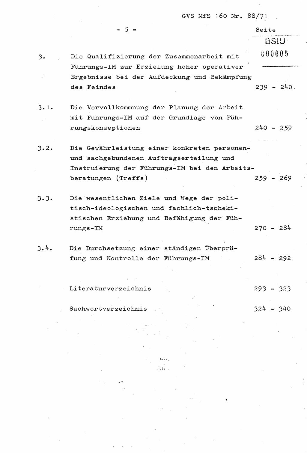 Dissertation Oberstleutnant Josef Schwarz (BV Schwerin), Major Fritz Amm (JHS), Hauptmann Peter Gräßler (JHS), Ministerium für Staatssicherheit (MfS) [Deutsche Demokratische Republik (DDR)], Juristische Hochschule (JHS), Geheime Verschlußsache (GVS) 160-88/71, Potsdam 1972, Seite 5 (Diss. MfS DDR JHS GVS 160-88/71 1972, S. 5)