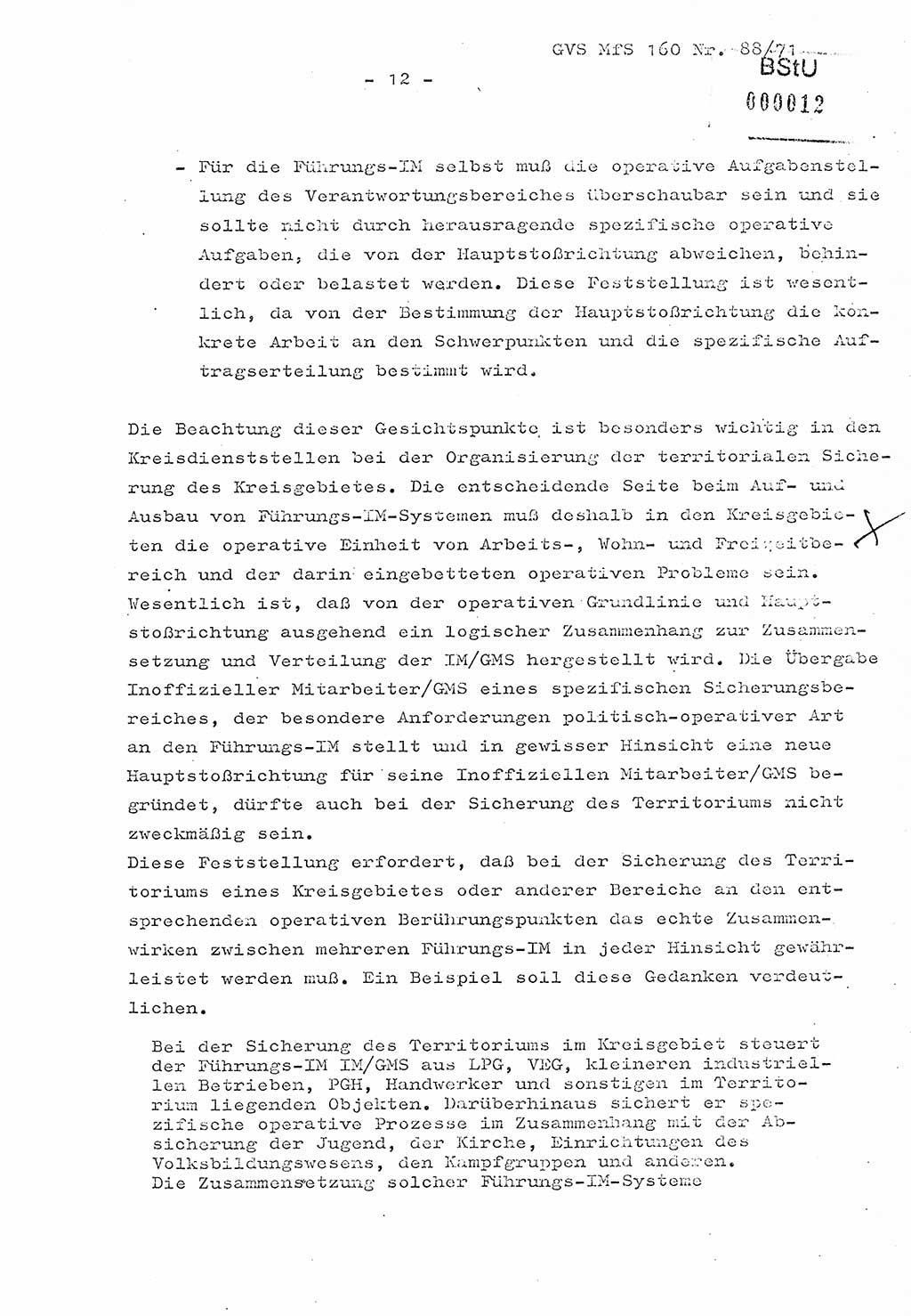 Dissertation Oberstleutnant Josef Schwarz (BV Schwerin), Major Fritz Amm (JHS), Hauptmann Peter Gräßler (JHS), Ministerium für Staatssicherheit (MfS) [Deutsche Demokratische Republik (DDR)], Juristische Hochschule (JHS), Geheime Verschlußsache (GVS) 160-88/71, Potsdam 1972, Seite 12 (Diss. MfS DDR JHS GVS 160-88/71 1972, S. 12)
