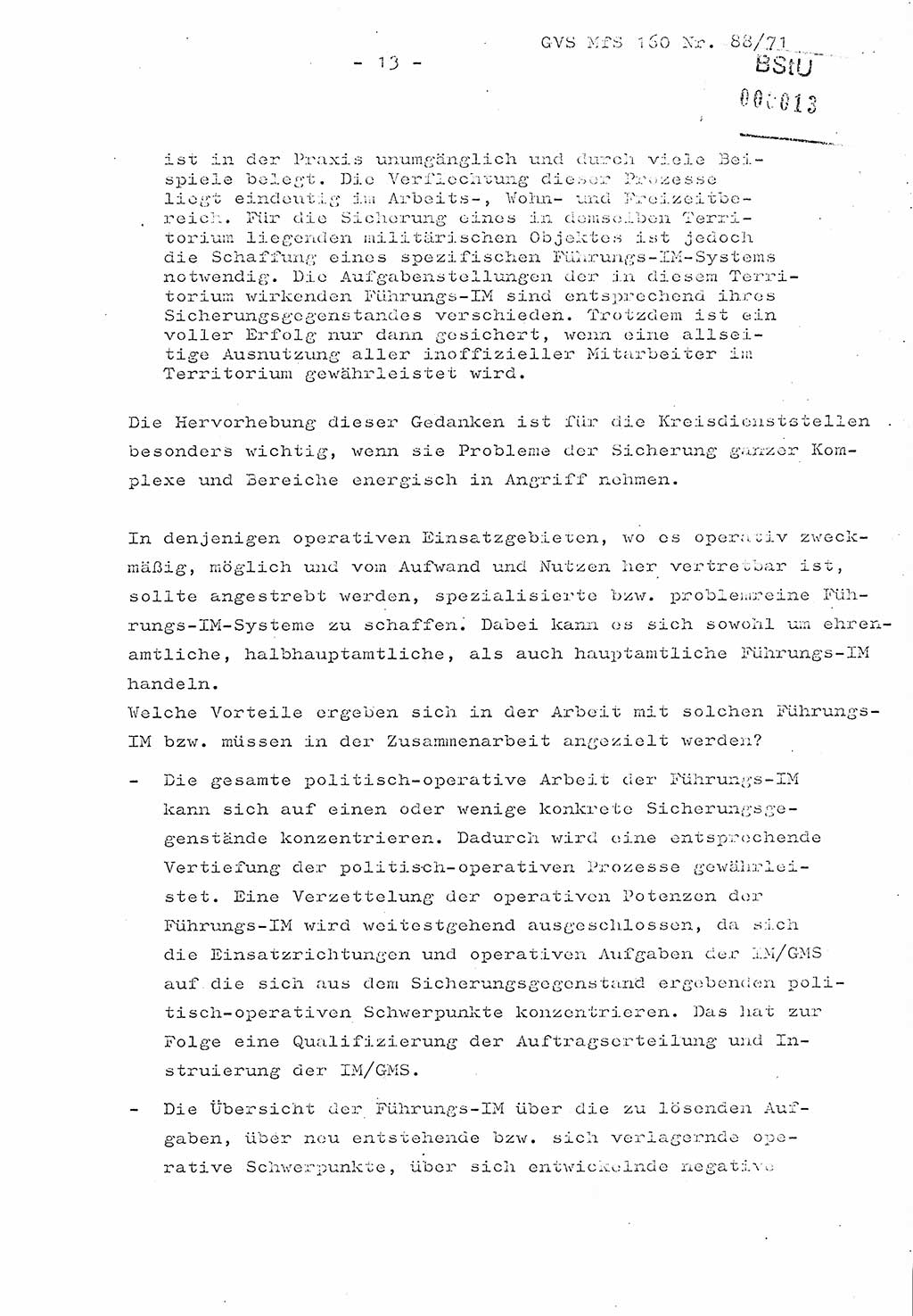 Dissertation Oberstleutnant Josef Schwarz (BV Schwerin), Major Fritz Amm (JHS), Hauptmann Peter Gräßler (JHS), Ministerium für Staatssicherheit (MfS) [Deutsche Demokratische Republik (DDR)], Juristische Hochschule (JHS), Geheime Verschlußsache (GVS) 160-88/71, Potsdam 1972, Seite 13 (Diss. MfS DDR JHS GVS 160-88/71 1972, S. 13)