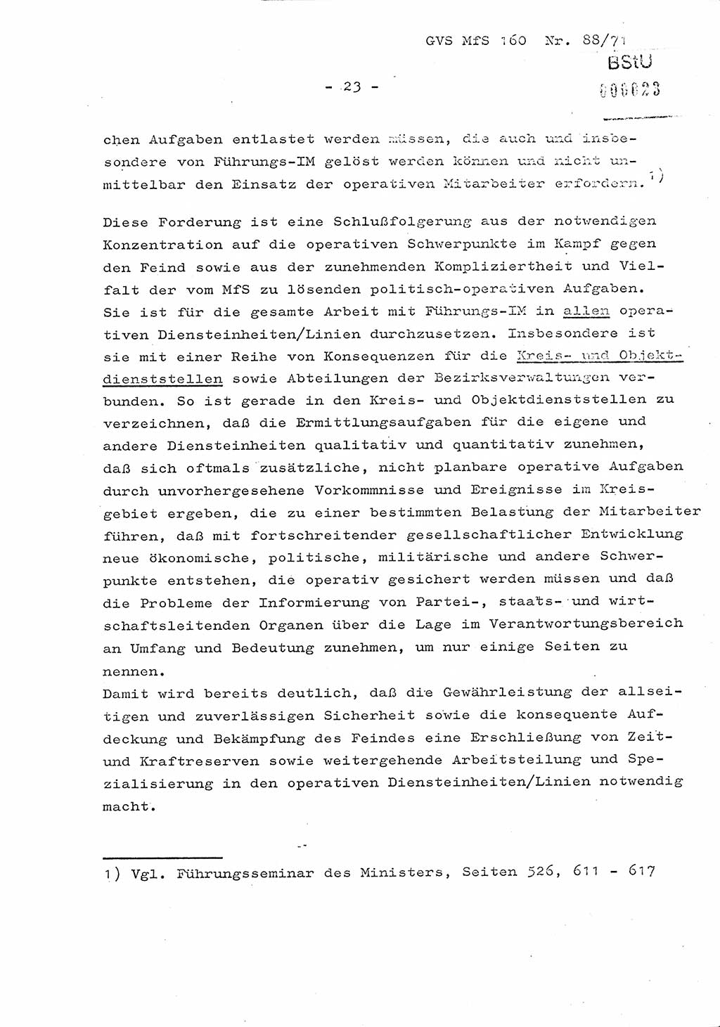 Dissertation Oberstleutnant Josef Schwarz (BV Schwerin), Major Fritz Amm (JHS), Hauptmann Peter Gräßler (JHS), Ministerium für Staatssicherheit (MfS) [Deutsche Demokratische Republik (DDR)], Juristische Hochschule (JHS), Geheime Verschlußsache (GVS) 160-88/71, Potsdam 1972, Seite 23 (Diss. MfS DDR JHS GVS 160-88/71 1972, S. 23)