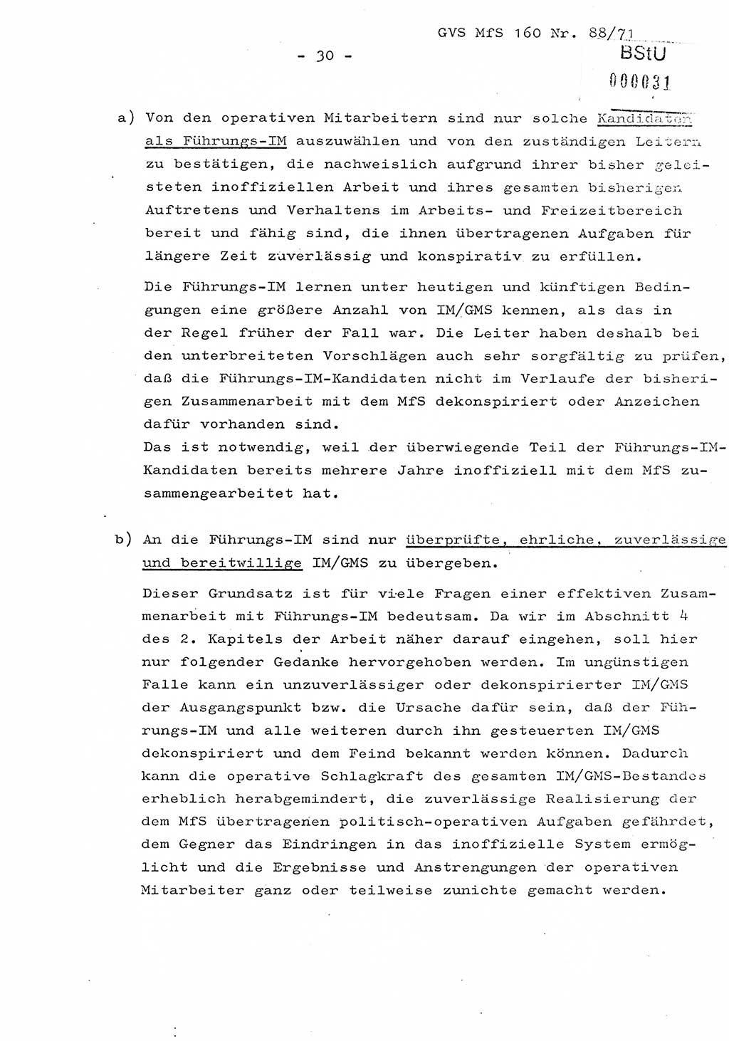Dissertation Oberstleutnant Josef Schwarz (BV Schwerin), Major Fritz Amm (JHS), Hauptmann Peter Gräßler (JHS), Ministerium für Staatssicherheit (MfS) [Deutsche Demokratische Republik (DDR)], Juristische Hochschule (JHS), Geheime Verschlußsache (GVS) 160-88/71, Potsdam 1972, Seite 30 (Diss. MfS DDR JHS GVS 160-88/71 1972, S. 30)