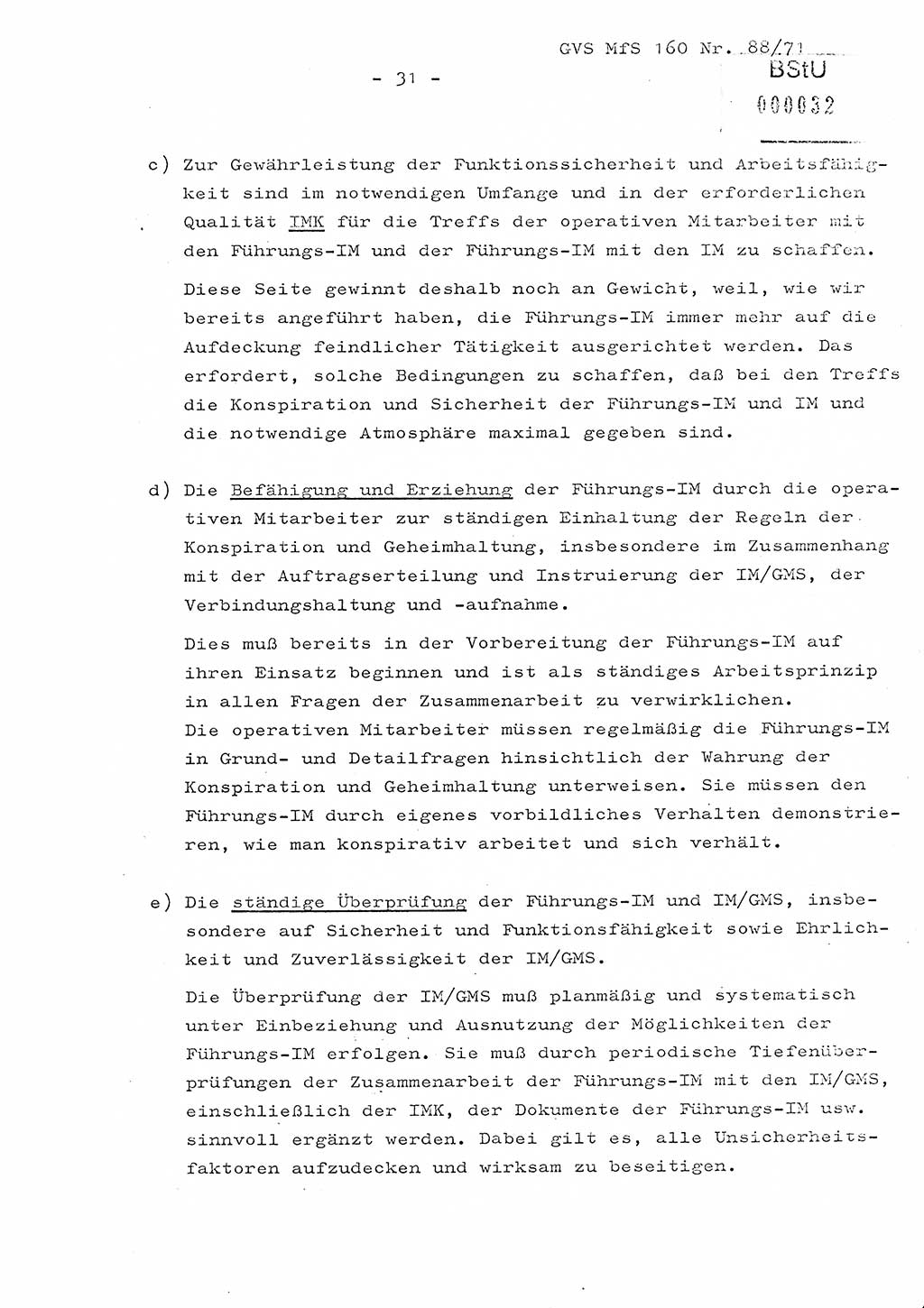 Dissertation Oberstleutnant Josef Schwarz (BV Schwerin), Major Fritz Amm (JHS), Hauptmann Peter Gräßler (JHS), Ministerium für Staatssicherheit (MfS) [Deutsche Demokratische Republik (DDR)], Juristische Hochschule (JHS), Geheime Verschlußsache (GVS) 160-88/71, Potsdam 1972, Seite 31 (Diss. MfS DDR JHS GVS 160-88/71 1972, S. 31)