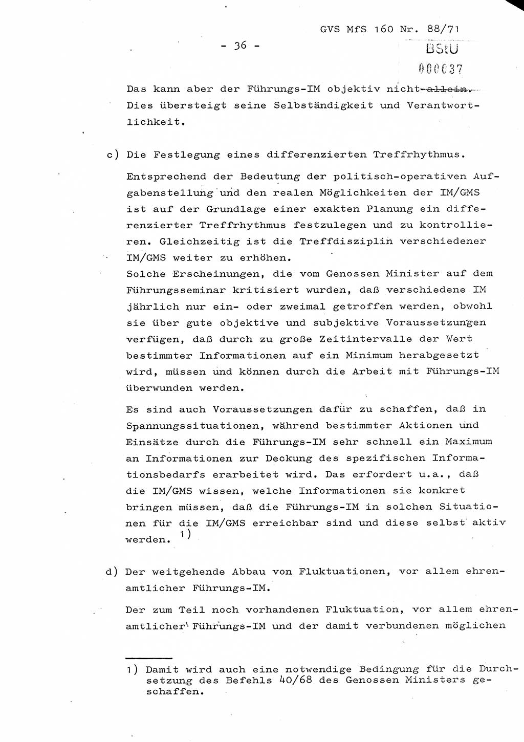 Dissertation Oberstleutnant Josef Schwarz (BV Schwerin), Major Fritz Amm (JHS), Hauptmann Peter Gräßler (JHS), Ministerium für Staatssicherheit (MfS) [Deutsche Demokratische Republik (DDR)], Juristische Hochschule (JHS), Geheime Verschlußsache (GVS) 160-88/71, Potsdam 1972, Seite 36 (Diss. MfS DDR JHS GVS 160-88/71 1972, S. 36)
