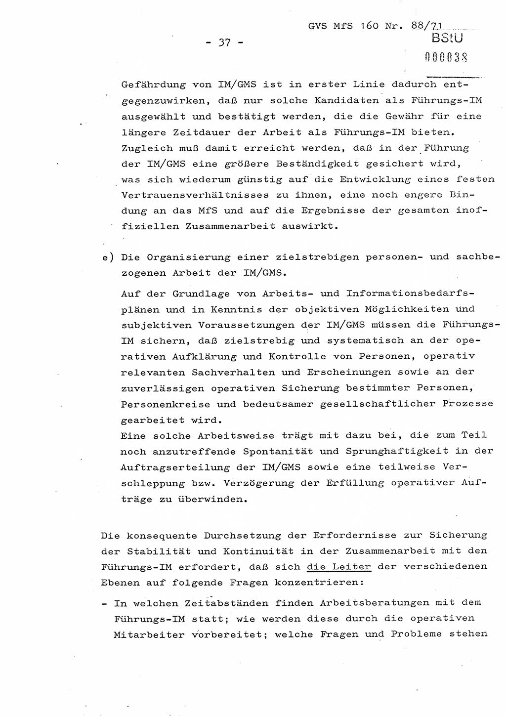 Dissertation Oberstleutnant Josef Schwarz (BV Schwerin), Major Fritz Amm (JHS), Hauptmann Peter Gräßler (JHS), Ministerium für Staatssicherheit (MfS) [Deutsche Demokratische Republik (DDR)], Juristische Hochschule (JHS), Geheime Verschlußsache (GVS) 160-88/71, Potsdam 1972, Seite 37 (Diss. MfS DDR JHS GVS 160-88/71 1972, S. 37)