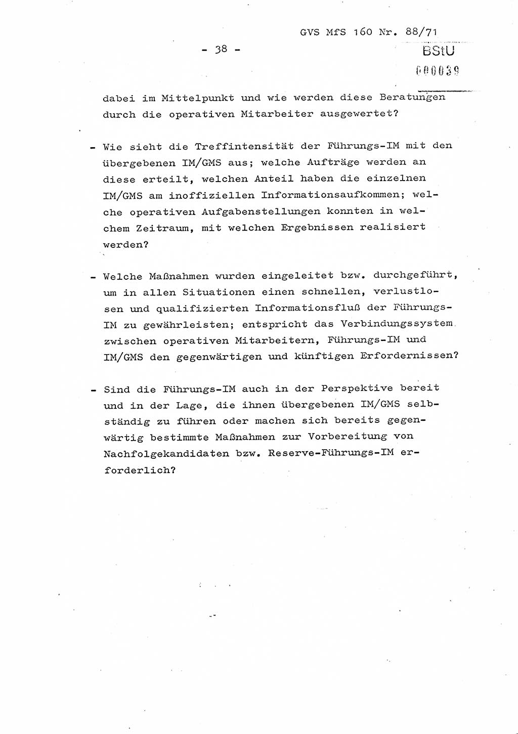 Dissertation Oberstleutnant Josef Schwarz (BV Schwerin), Major Fritz Amm (JHS), Hauptmann Peter Gräßler (JHS), Ministerium für Staatssicherheit (MfS) [Deutsche Demokratische Republik (DDR)], Juristische Hochschule (JHS), Geheime Verschlußsache (GVS) 160-88/71, Potsdam 1972, Seite 38 (Diss. MfS DDR JHS GVS 160-88/71 1972, S. 38)
