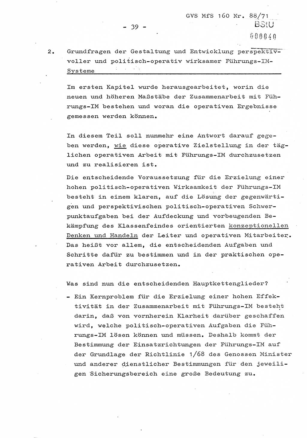 Dissertation Oberstleutnant Josef Schwarz (BV Schwerin), Major Fritz Amm (JHS), Hauptmann Peter Gräßler (JHS), Ministerium für Staatssicherheit (MfS) [Deutsche Demokratische Republik (DDR)], Juristische Hochschule (JHS), Geheime Verschlußsache (GVS) 160-88/71, Potsdam 1972, Seite 39 (Diss. MfS DDR JHS GVS 160-88/71 1972, S. 39)