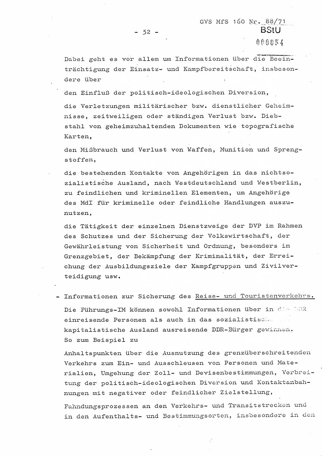 Dissertation Oberstleutnant Josef Schwarz (BV Schwerin), Major Fritz Amm (JHS), Hauptmann Peter Gräßler (JHS), Ministerium für Staatssicherheit (MfS) [Deutsche Demokratische Republik (DDR)], Juristische Hochschule (JHS), Geheime Verschlußsache (GVS) 160-88/71, Potsdam 1972, Seite 52 (Diss. MfS DDR JHS GVS 160-88/71 1972, S. 52)
