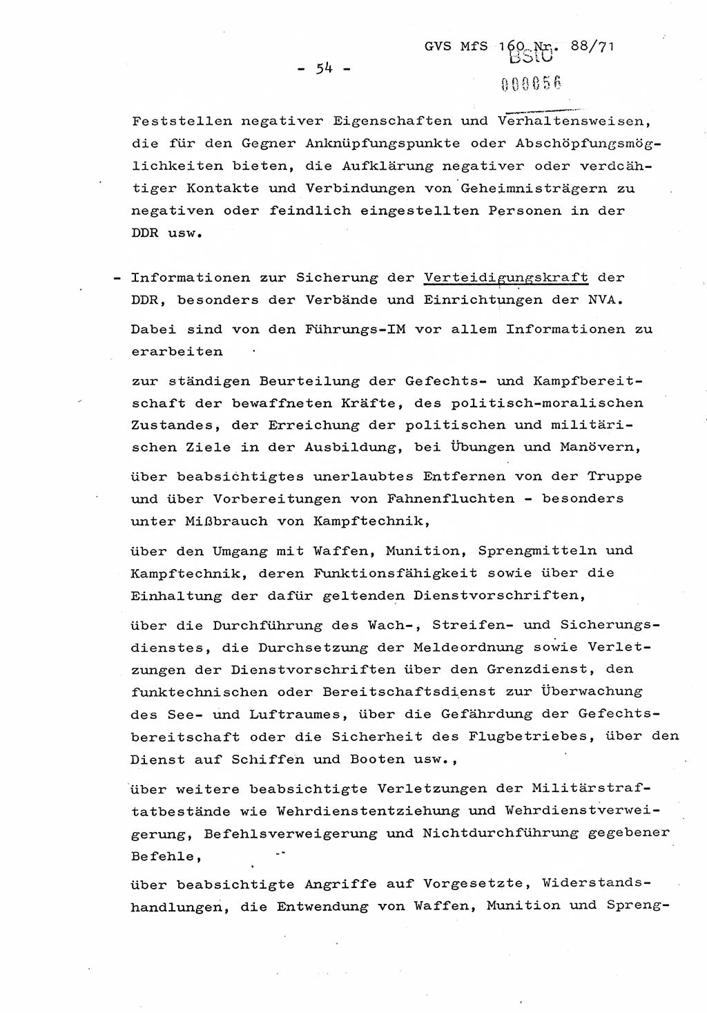 Dissertation Oberstleutnant Josef Schwarz (BV Schwerin), Major Fritz Amm (JHS), Hauptmann Peter Gräßler (JHS), Ministerium für Staatssicherheit (MfS) [Deutsche Demokratische Republik (DDR)], Juristische Hochschule (JHS), Geheime Verschlußsache (GVS) 160-88/71, Potsdam 1972, Seite 54 (Diss. MfS DDR JHS GVS 160-88/71 1972, S. 54)