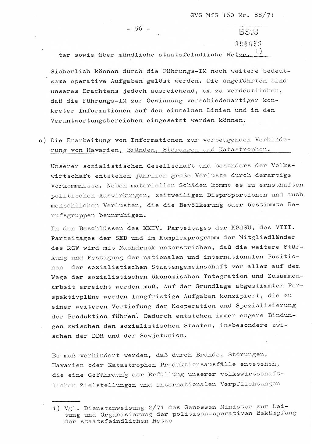 Dissertation Oberstleutnant Josef Schwarz (BV Schwerin), Major Fritz Amm (JHS), Hauptmann Peter Gräßler (JHS), Ministerium für Staatssicherheit (MfS) [Deutsche Demokratische Republik (DDR)], Juristische Hochschule (JHS), Geheime Verschlußsache (GVS) 160-88/71, Potsdam 1972, Seite 56 (Diss. MfS DDR JHS GVS 160-88/71 1972, S. 56)