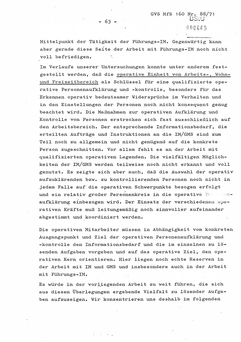 Dissertation Oberstleutnant Josef Schwarz (BV Schwerin), Major Fritz Amm (JHS), Hauptmann Peter Gräßler (JHS), Ministerium für Staatssicherheit (MfS) [Deutsche Demokratische Republik (DDR)], Juristische Hochschule (JHS), Geheime Verschlußsache (GVS) 160-88/71, Potsdam 1972, Seite 63 (Diss. MfS DDR JHS GVS 160-88/71 1972, S. 63)