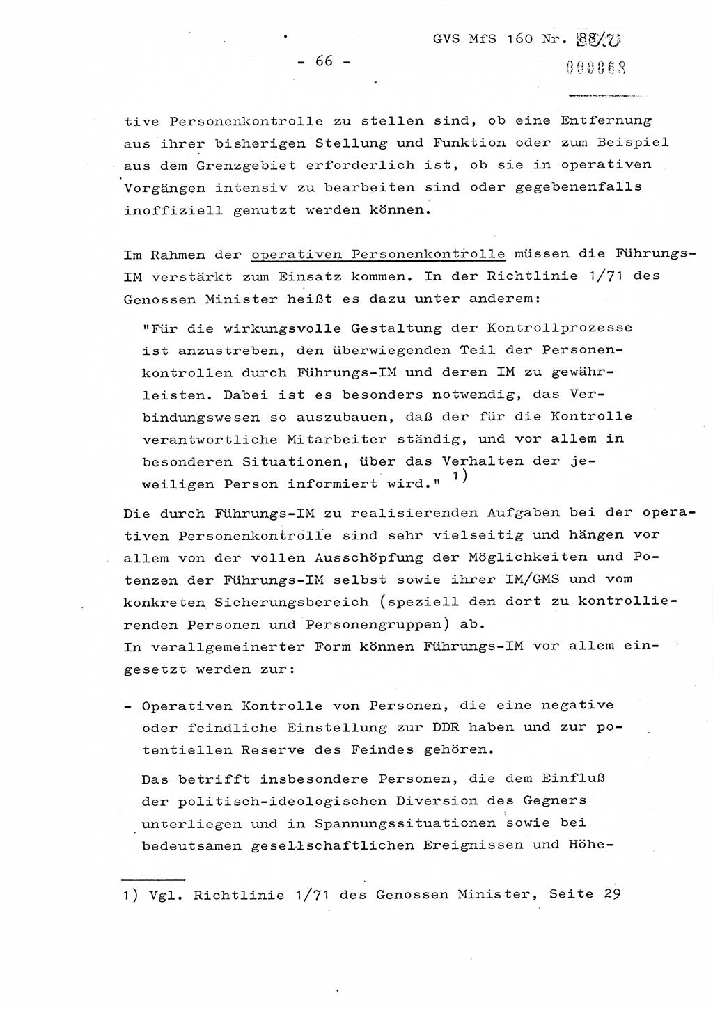 Dissertation Oberstleutnant Josef Schwarz (BV Schwerin), Major Fritz Amm (JHS), Hauptmann Peter Gräßler (JHS), Ministerium für Staatssicherheit (MfS) [Deutsche Demokratische Republik (DDR)], Juristische Hochschule (JHS), Geheime Verschlußsache (GVS) 160-88/71, Potsdam 1972, Seite 66 (Diss. MfS DDR JHS GVS 160-88/71 1972, S. 66)