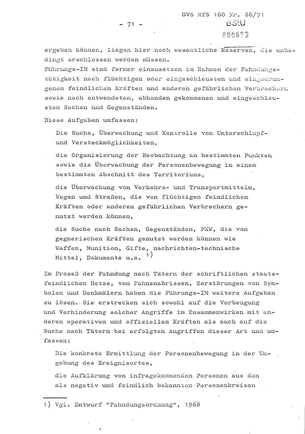 Dissertation Oberstleutnant Josef Schwarz (BV Schwerin), Major Fritz Amm (JHS), Hauptmann Peter Gräßler (JHS), Ministerium für Staatssicherheit (MfS) [Deutsche Demokratische Republik (DDR)], Juristische Hochschule (JHS), Geheime Verschlußsache (GVS) 160-88/71, Potsdam 1972, Seite 71 (Diss. MfS DDR JHS GVS 160-88/71 1972, S. 71)