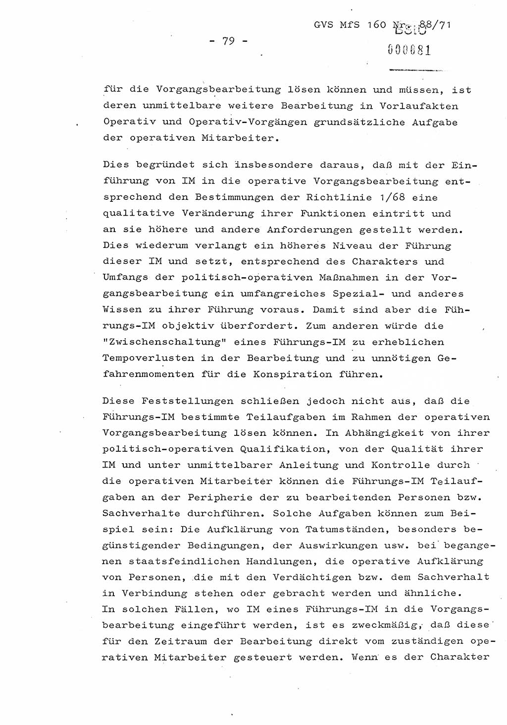 Dissertation Oberstleutnant Josef Schwarz (BV Schwerin), Major Fritz Amm (JHS), Hauptmann Peter Gräßler (JHS), Ministerium für Staatssicherheit (MfS) [Deutsche Demokratische Republik (DDR)], Juristische Hochschule (JHS), Geheime Verschlußsache (GVS) 160-88/71, Potsdam 1972, Seite 79 (Diss. MfS DDR JHS GVS 160-88/71 1972, S. 79)