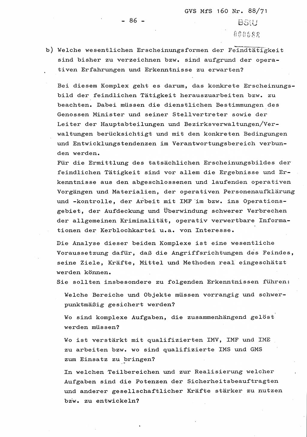 Dissertation Oberstleutnant Josef Schwarz (BV Schwerin), Major Fritz Amm (JHS), Hauptmann Peter Gräßler (JHS), Ministerium für Staatssicherheit (MfS) [Deutsche Demokratische Republik (DDR)], Juristische Hochschule (JHS), Geheime Verschlußsache (GVS) 160-88/71, Potsdam 1972, Seite 86 (Diss. MfS DDR JHS GVS 160-88/71 1972, S. 86)