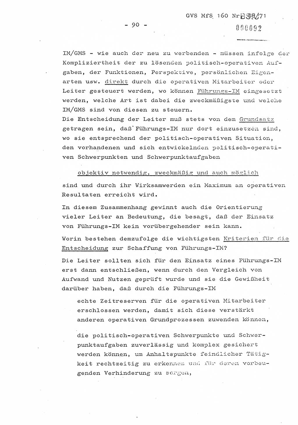 Dissertation Oberstleutnant Josef Schwarz (BV Schwerin), Major Fritz Amm (JHS), Hauptmann Peter Gräßler (JHS), Ministerium für Staatssicherheit (MfS) [Deutsche Demokratische Republik (DDR)], Juristische Hochschule (JHS), Geheime Verschlußsache (GVS) 160-88/71, Potsdam 1972, Seite 90 (Diss. MfS DDR JHS GVS 160-88/71 1972, S. 90)