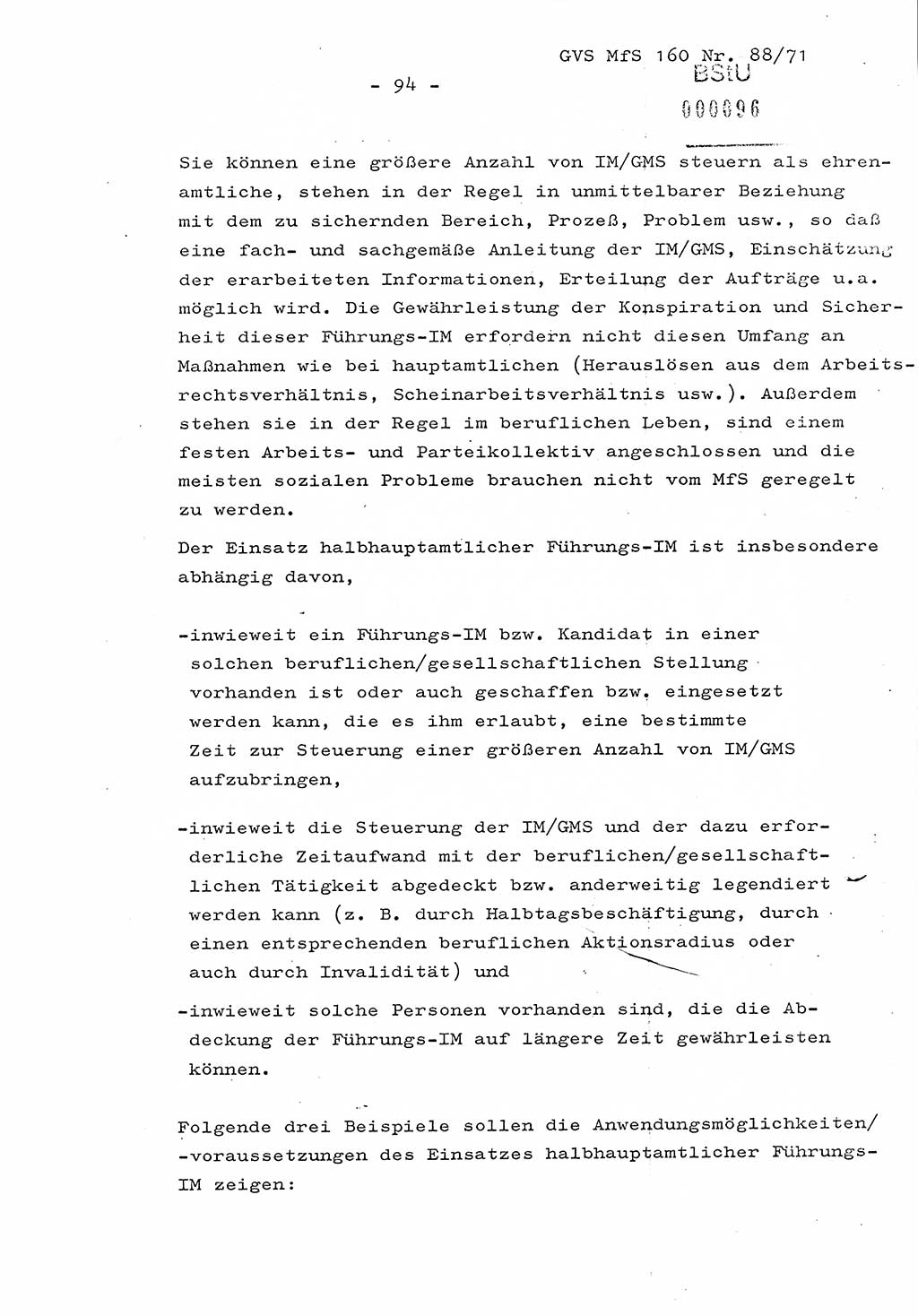 Dissertation Oberstleutnant Josef Schwarz (BV Schwerin), Major Fritz Amm (JHS), Hauptmann Peter Gräßler (JHS), Ministerium für Staatssicherheit (MfS) [Deutsche Demokratische Republik (DDR)], Juristische Hochschule (JHS), Geheime Verschlußsache (GVS) 160-88/71, Potsdam 1972, Seite 94 (Diss. MfS DDR JHS GVS 160-88/71 1972, S. 94)