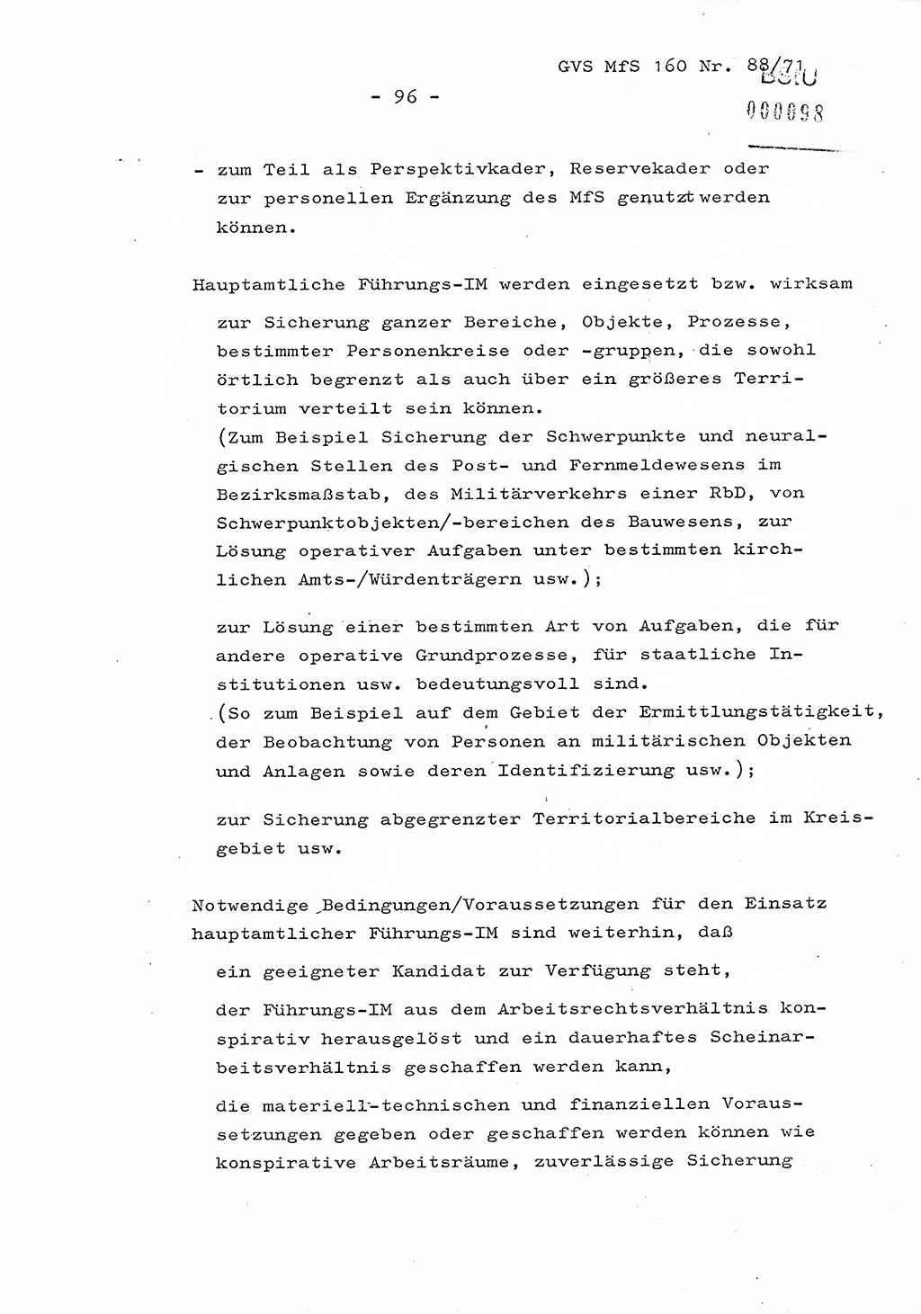 Dissertation Oberstleutnant Josef Schwarz (BV Schwerin), Major Fritz Amm (JHS), Hauptmann Peter Gräßler (JHS), Ministerium für Staatssicherheit (MfS) [Deutsche Demokratische Republik (DDR)], Juristische Hochschule (JHS), Geheime Verschlußsache (GVS) 160-88/71, Potsdam 1972, Seite 96 (Diss. MfS DDR JHS GVS 160-88/71 1972, S. 96)