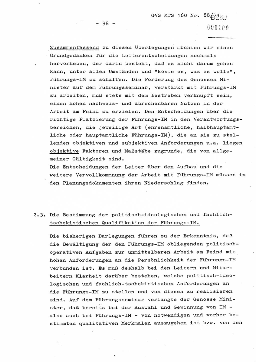 Dissertation Oberstleutnant Josef Schwarz (BV Schwerin), Major Fritz Amm (JHS), Hauptmann Peter Gräßler (JHS), Ministerium für Staatssicherheit (MfS) [Deutsche Demokratische Republik (DDR)], Juristische Hochschule (JHS), Geheime Verschlußsache (GVS) 160-88/71, Potsdam 1972, Seite 98 (Diss. MfS DDR JHS GVS 160-88/71 1972, S. 98)