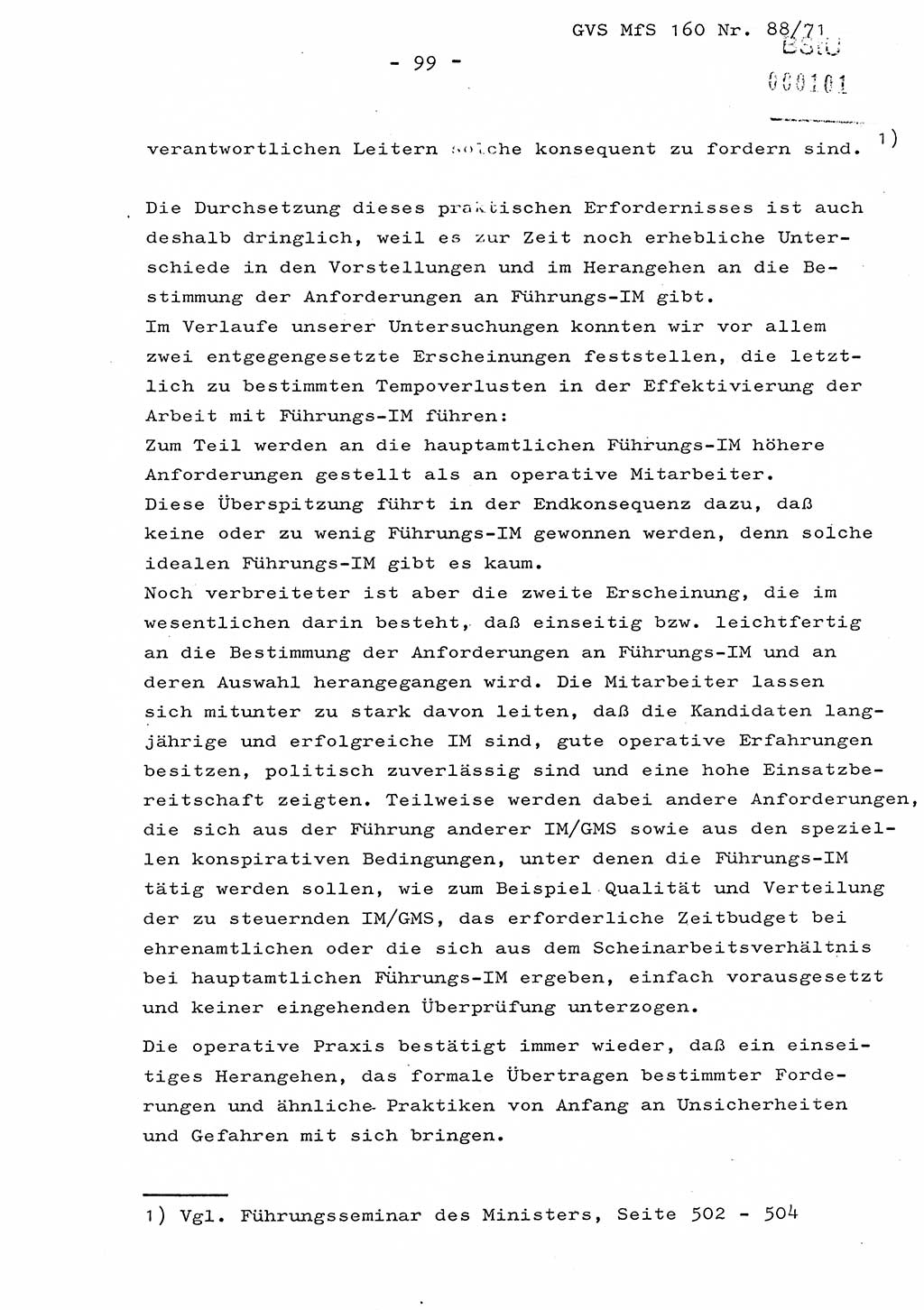 Dissertation Oberstleutnant Josef Schwarz (BV Schwerin), Major Fritz Amm (JHS), Hauptmann Peter Gräßler (JHS), Ministerium für Staatssicherheit (MfS) [Deutsche Demokratische Republik (DDR)], Juristische Hochschule (JHS), Geheime Verschlußsache (GVS) 160-88/71, Potsdam 1972, Seite 99 (Diss. MfS DDR JHS GVS 160-88/71 1972, S. 99)