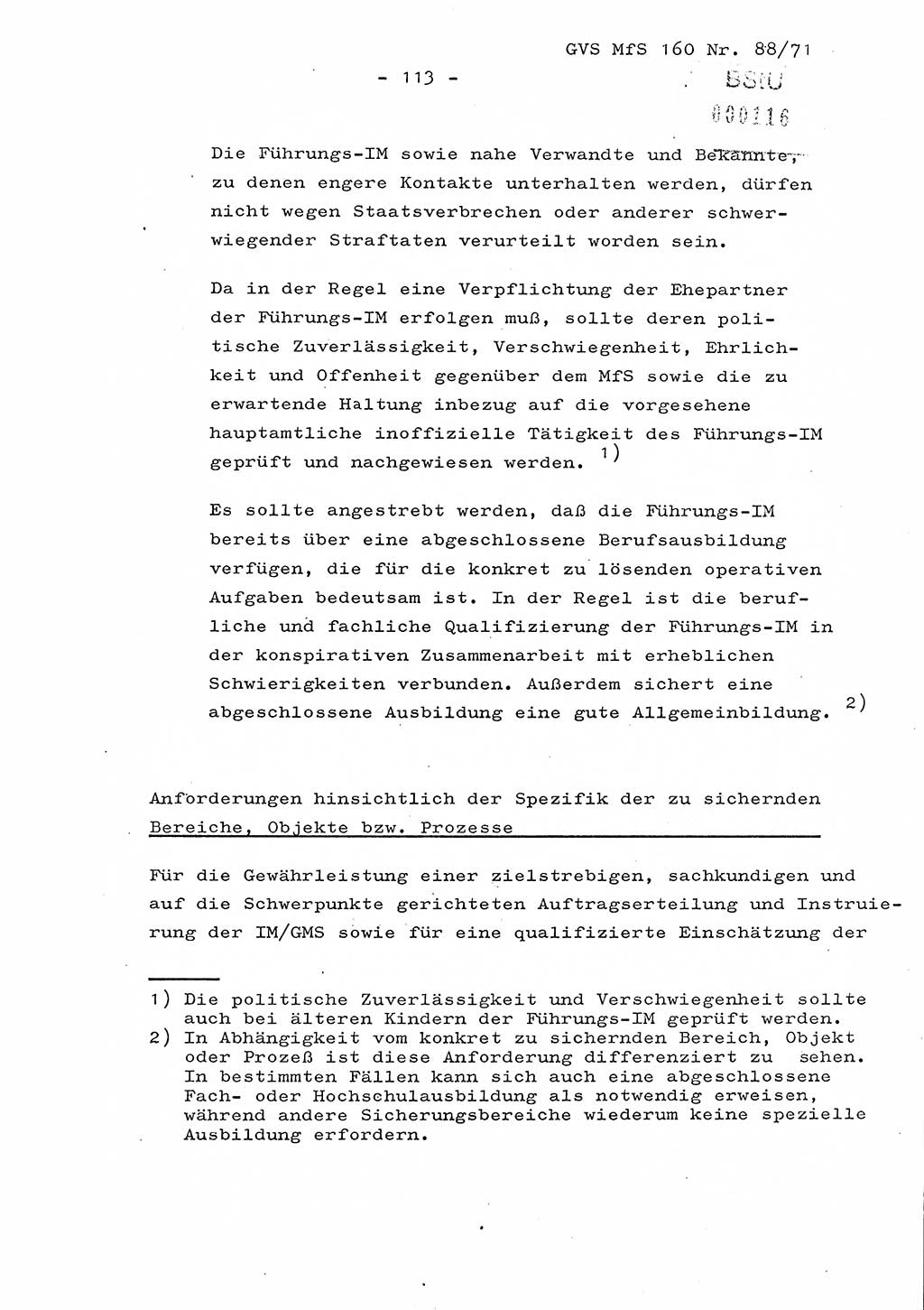 Dissertation Oberstleutnant Josef Schwarz (BV Schwerin), Major Fritz Amm (JHS), Hauptmann Peter Gräßler (JHS), Ministerium für Staatssicherheit (MfS) [Deutsche Demokratische Republik (DDR)], Juristische Hochschule (JHS), Geheime Verschlußsache (GVS) 160-88/71, Potsdam 1972, Seite 113 (Diss. MfS DDR JHS GVS 160-88/71 1972, S. 113)