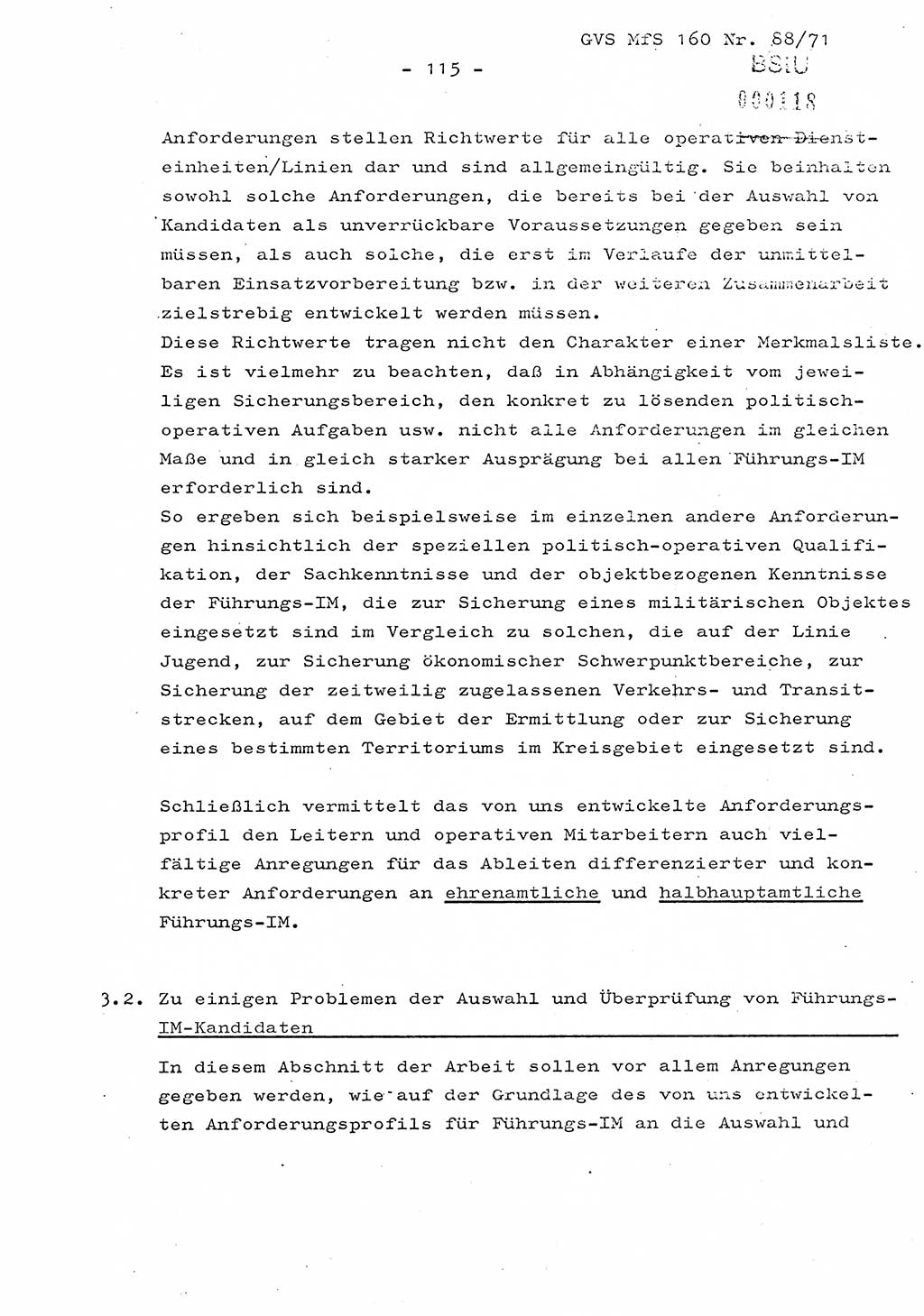 Dissertation Oberstleutnant Josef Schwarz (BV Schwerin), Major Fritz Amm (JHS), Hauptmann Peter Gräßler (JHS), Ministerium für Staatssicherheit (MfS) [Deutsche Demokratische Republik (DDR)], Juristische Hochschule (JHS), Geheime Verschlußsache (GVS) 160-88/71, Potsdam 1972, Seite 115 (Diss. MfS DDR JHS GVS 160-88/71 1972, S. 115)
