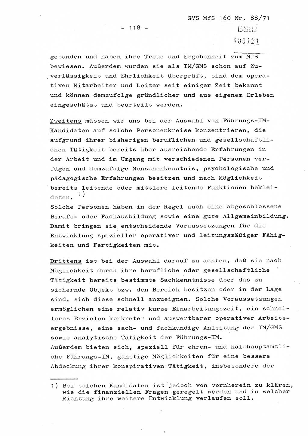 Dissertation Oberstleutnant Josef Schwarz (BV Schwerin), Major Fritz Amm (JHS), Hauptmann Peter Gräßler (JHS), Ministerium für Staatssicherheit (MfS) [Deutsche Demokratische Republik (DDR)], Juristische Hochschule (JHS), Geheime Verschlußsache (GVS) 160-88/71, Potsdam 1972, Seite 118 (Diss. MfS DDR JHS GVS 160-88/71 1972, S. 118)