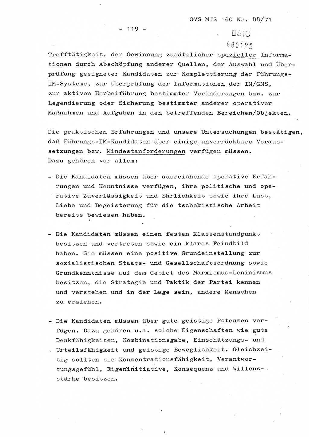Dissertation Oberstleutnant Josef Schwarz (BV Schwerin), Major Fritz Amm (JHS), Hauptmann Peter Gräßler (JHS), Ministerium für Staatssicherheit (MfS) [Deutsche Demokratische Republik (DDR)], Juristische Hochschule (JHS), Geheime Verschlußsache (GVS) 160-88/71, Potsdam 1972, Seite 119 (Diss. MfS DDR JHS GVS 160-88/71 1972, S. 119)