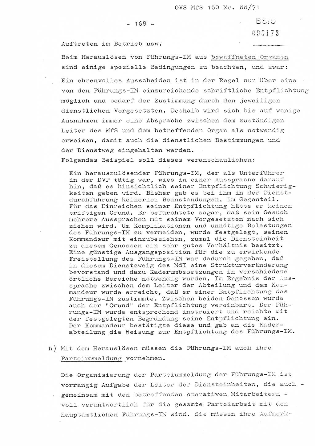 Dissertation Oberstleutnant Josef Schwarz (BV Schwerin), Major Fritz Amm (JHS), Hauptmann Peter Gräßler (JHS), Ministerium für Staatssicherheit (MfS) [Deutsche Demokratische Republik (DDR)], Juristische Hochschule (JHS), Geheime Verschlußsache (GVS) 160-88/71, Potsdam 1972, Seite 168 (Diss. MfS DDR JHS GVS 160-88/71 1972, S. 168)