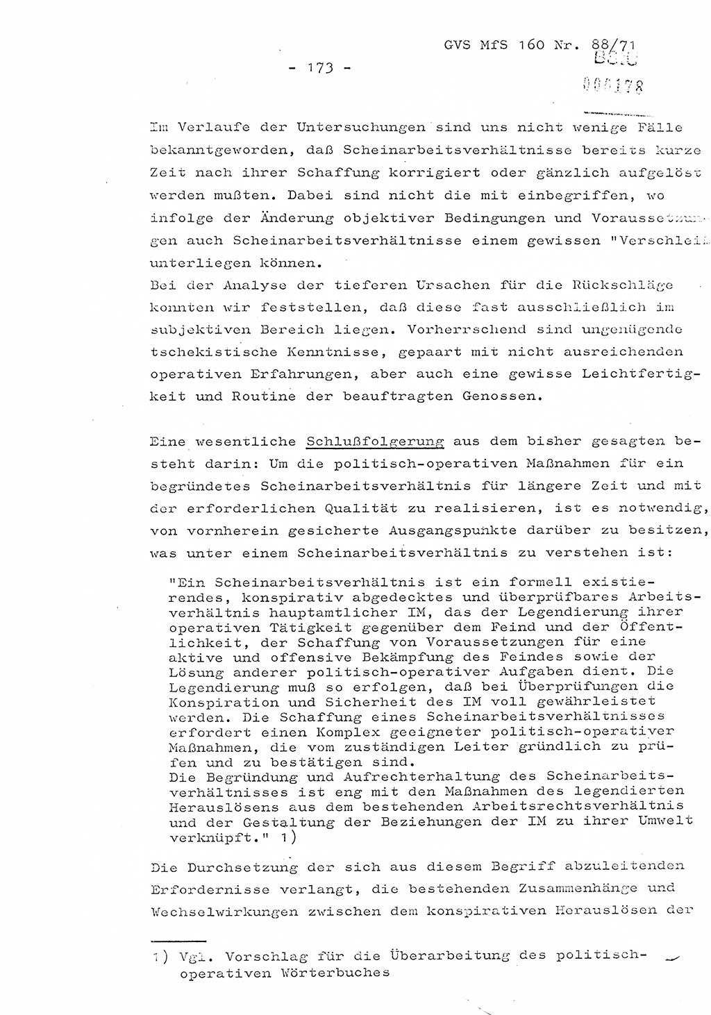 Dissertation Oberstleutnant Josef Schwarz (BV Schwerin), Major Fritz Amm (JHS), Hauptmann Peter Gräßler (JHS), Ministerium für Staatssicherheit (MfS) [Deutsche Demokratische Republik (DDR)], Juristische Hochschule (JHS), Geheime Verschlußsache (GVS) 160-88/71, Potsdam 1972, Seite 173 (Diss. MfS DDR JHS GVS 160-88/71 1972, S. 173)