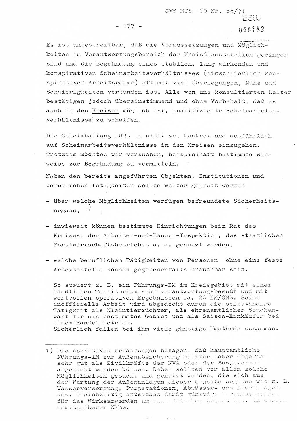 Dissertation Oberstleutnant Josef Schwarz (BV Schwerin), Major Fritz Amm (JHS), Hauptmann Peter Gräßler (JHS), Ministerium für Staatssicherheit (MfS) [Deutsche Demokratische Republik (DDR)], Juristische Hochschule (JHS), Geheime Verschlußsache (GVS) 160-88/71, Potsdam 1972, Seite 177 (Diss. MfS DDR JHS GVS 160-88/71 1972, S. 177)