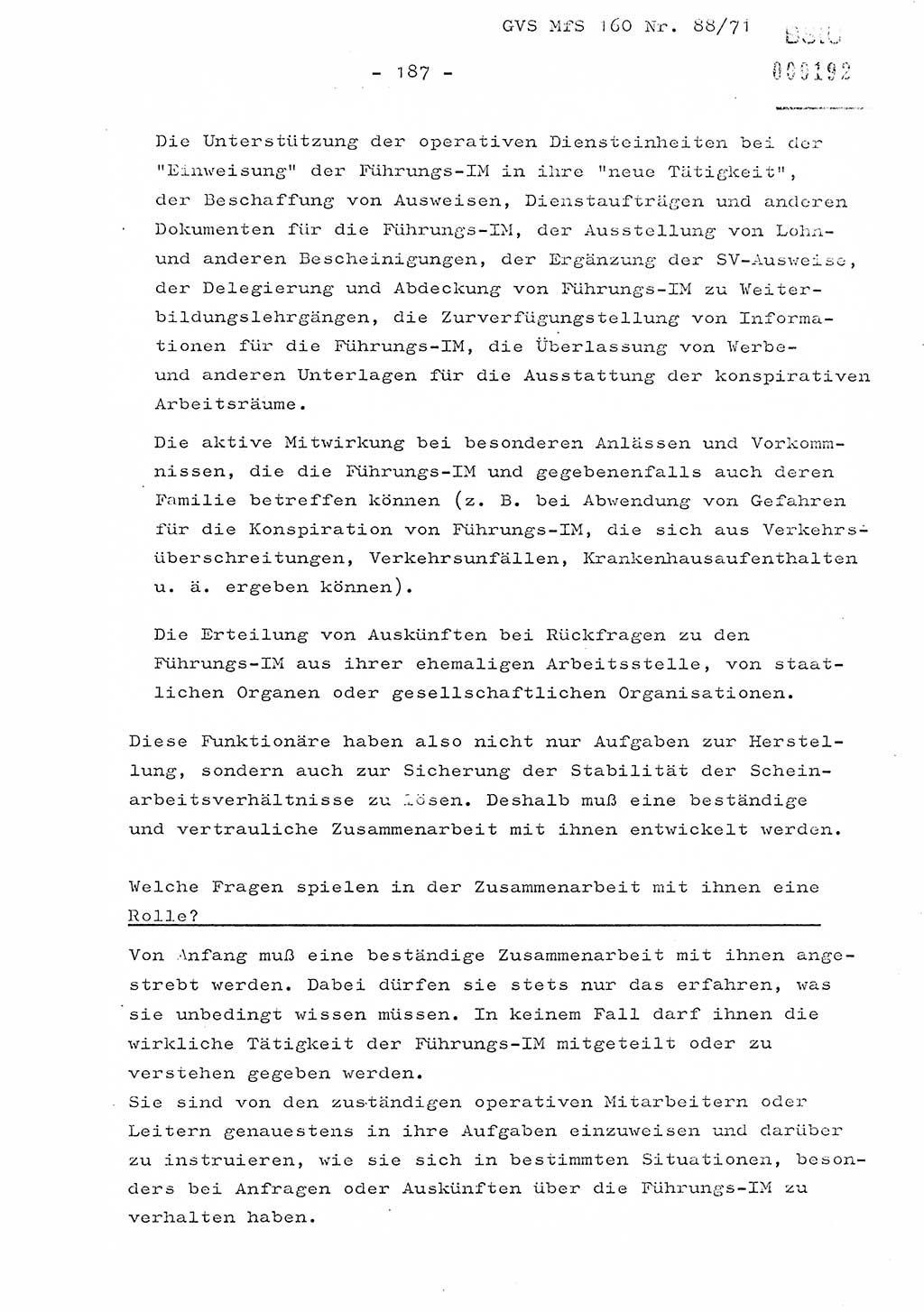 Dissertation Oberstleutnant Josef Schwarz (BV Schwerin), Major Fritz Amm (JHS), Hauptmann Peter Gräßler (JHS), Ministerium für Staatssicherheit (MfS) [Deutsche Demokratische Republik (DDR)], Juristische Hochschule (JHS), Geheime Verschlußsache (GVS) 160-88/71, Potsdam 1972, Seite 187 (Diss. MfS DDR JHS GVS 160-88/71 1972, S. 187)