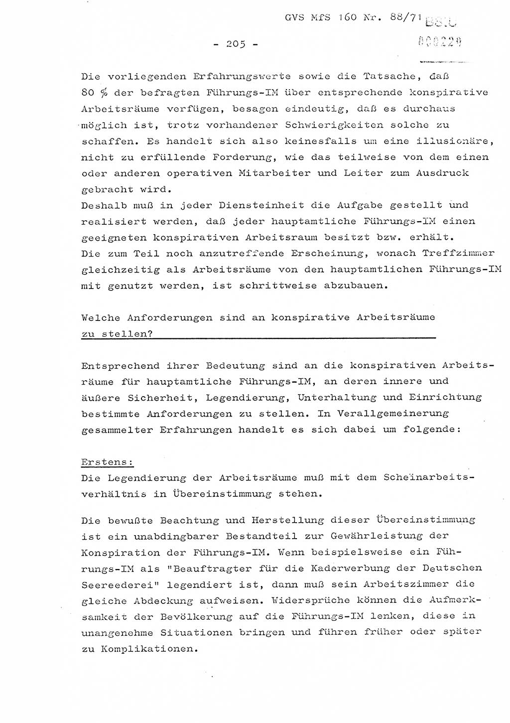 Dissertation Oberstleutnant Josef Schwarz (BV Schwerin), Major Fritz Amm (JHS), Hauptmann Peter Gräßler (JHS), Ministerium für Staatssicherheit (MfS) [Deutsche Demokratische Republik (DDR)], Juristische Hochschule (JHS), Geheime Verschlußsache (GVS) 160-88/71, Potsdam 1972, Seite 205 (Diss. MfS DDR JHS GVS 160-88/71 1972, S. 205)