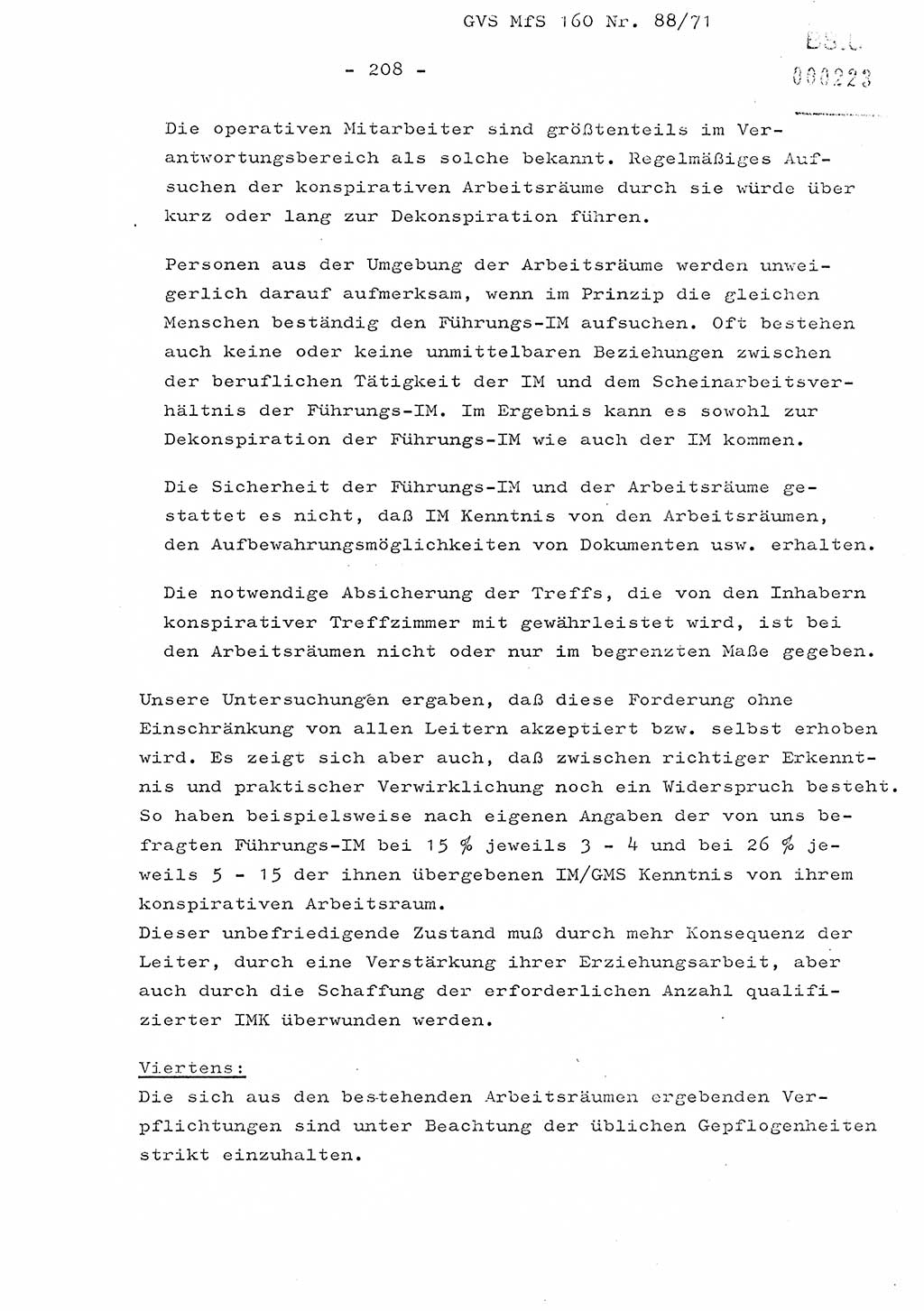 Dissertation Oberstleutnant Josef Schwarz (BV Schwerin), Major Fritz Amm (JHS), Hauptmann Peter Gräßler (JHS), Ministerium für Staatssicherheit (MfS) [Deutsche Demokratische Republik (DDR)], Juristische Hochschule (JHS), Geheime Verschlußsache (GVS) 160-88/71, Potsdam 1972, Seite 208 (Diss. MfS DDR JHS GVS 160-88/71 1972, S. 208)