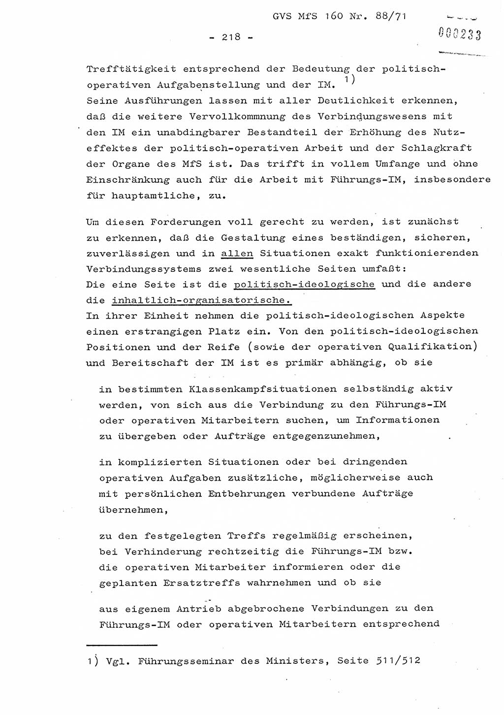 Dissertation Oberstleutnant Josef Schwarz (BV Schwerin), Major Fritz Amm (JHS), Hauptmann Peter Gräßler (JHS), Ministerium für Staatssicherheit (MfS) [Deutsche Demokratische Republik (DDR)], Juristische Hochschule (JHS), Geheime Verschlußsache (GVS) 160-88/71, Potsdam 1972, Seite 218 (Diss. MfS DDR JHS GVS 160-88/71 1972, S. 218)