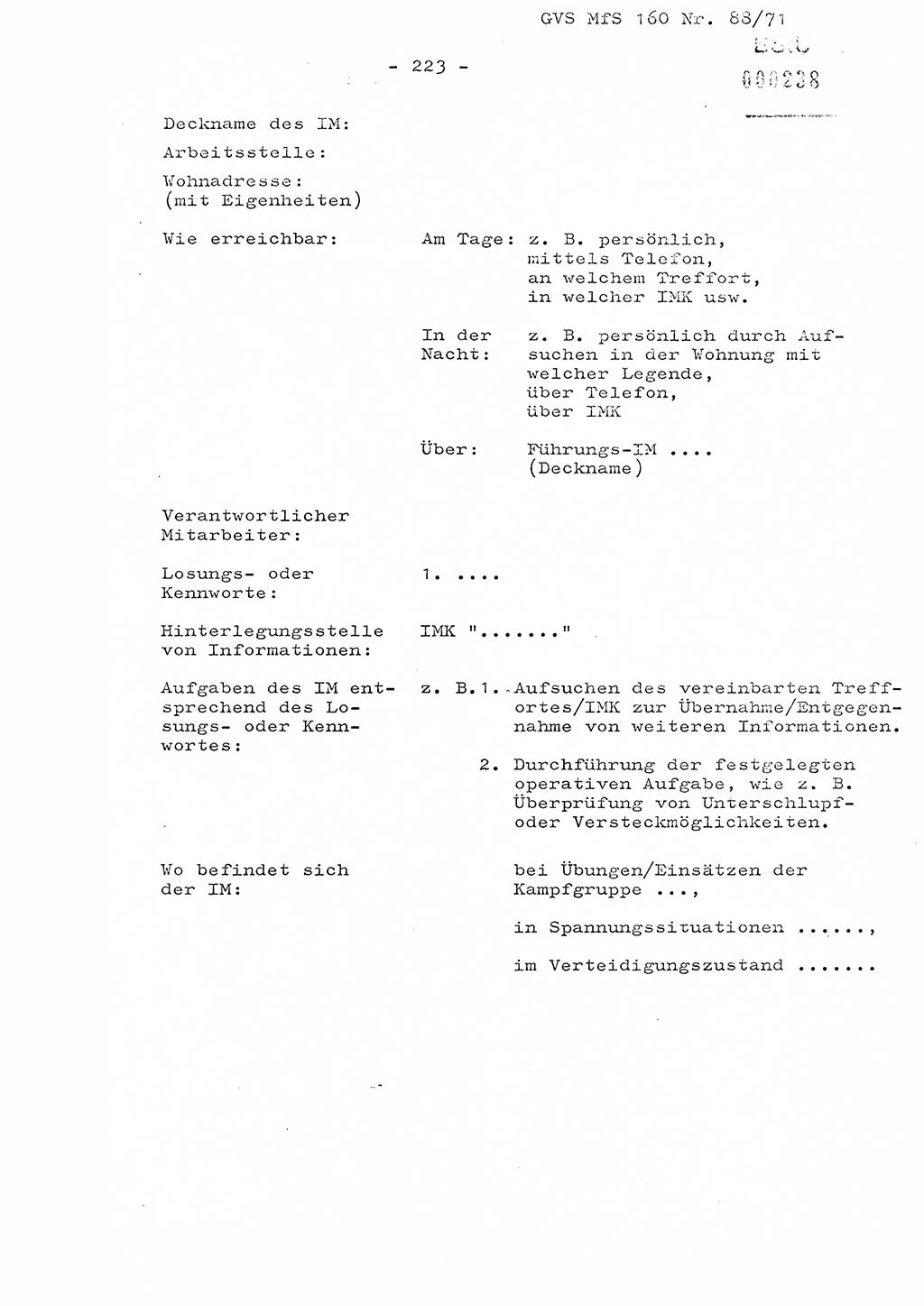 Dissertation Oberstleutnant Josef Schwarz (BV Schwerin), Major Fritz Amm (JHS), Hauptmann Peter Gräßler (JHS), Ministerium für Staatssicherheit (MfS) [Deutsche Demokratische Republik (DDR)], Juristische Hochschule (JHS), Geheime Verschlußsache (GVS) 160-88/71, Potsdam 1972, Seite 223 (Diss. MfS DDR JHS GVS 160-88/71 1972, S. 223)