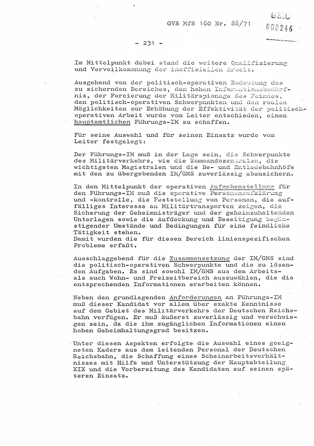 Dissertation Oberstleutnant Josef Schwarz (BV Schwerin), Major Fritz Amm (JHS), Hauptmann Peter Gräßler (JHS), Ministerium für Staatssicherheit (MfS) [Deutsche Demokratische Republik (DDR)], Juristische Hochschule (JHS), Geheime Verschlußsache (GVS) 160-88/71, Potsdam 1972, Seite 231 (Diss. MfS DDR JHS GVS 160-88/71 1972, S. 231)